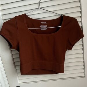 Wild Fable Chocolate Ribbed Crop Top